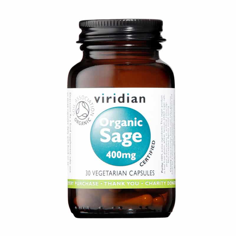 Viridian Nutrition Organic Sage 400mg Veg Caps, Anadea